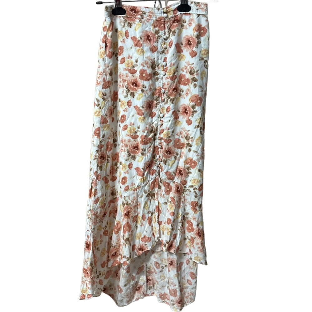 Abercrombie & Fitch Floral Maxi Skirt - White with Peach & Yellow Flowers